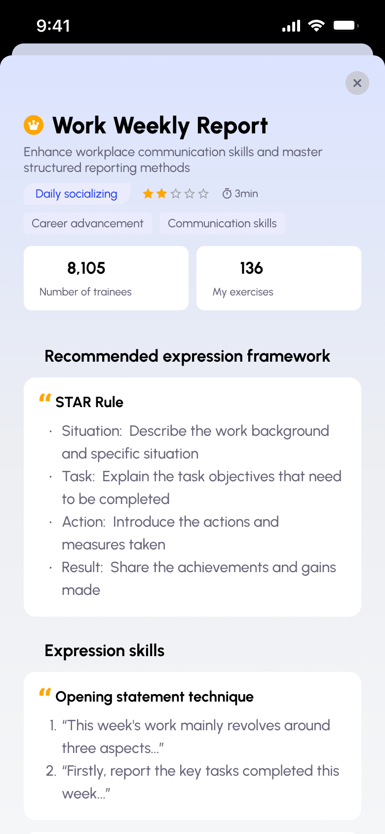 SayNow AI scenario detail with the recommended framework